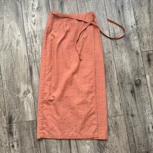 Liz Claiborne Rust Orange Midi Wrap Skirt